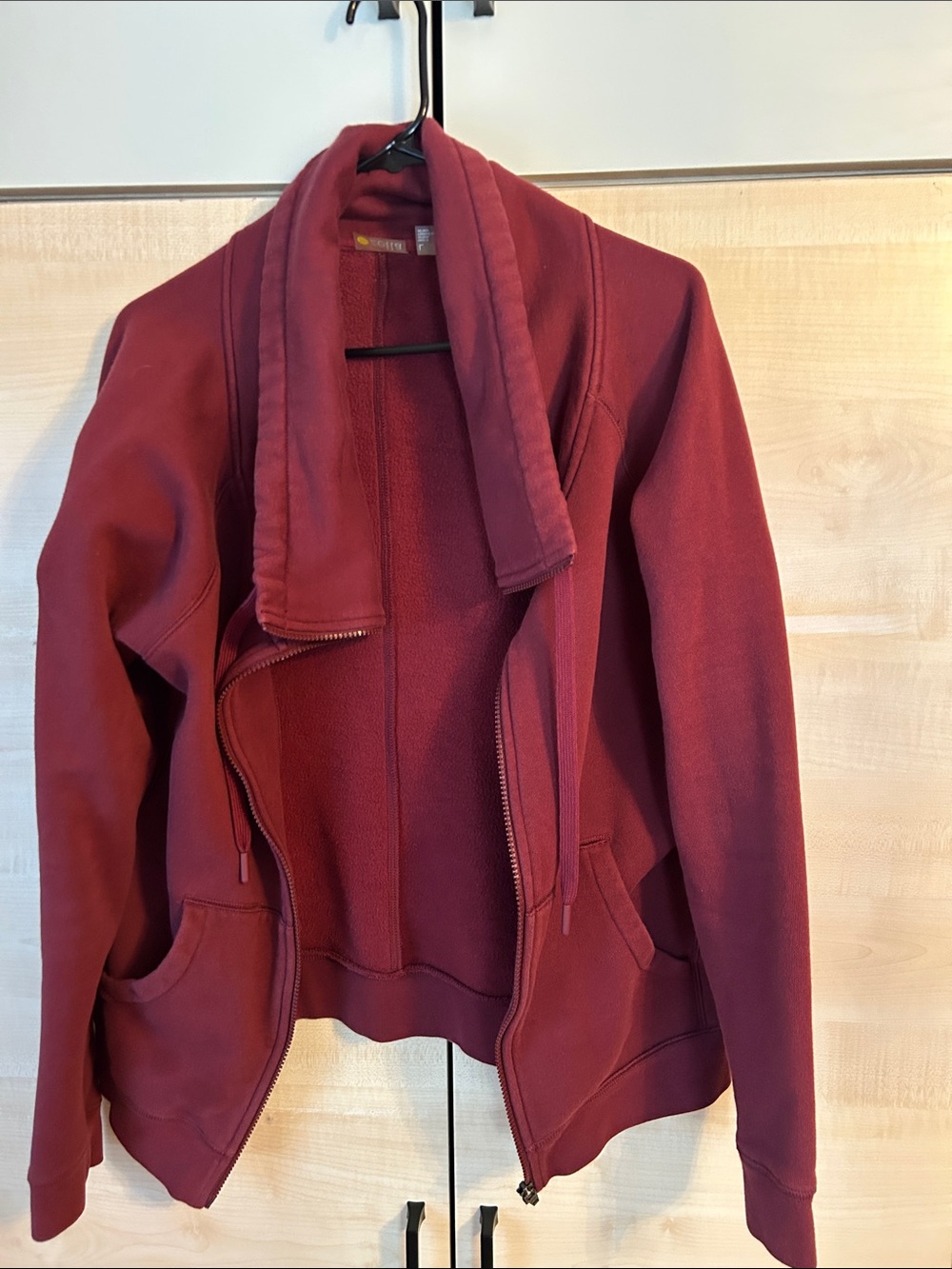 Zella Burgundy Shawl-Collar Bomber Jacket